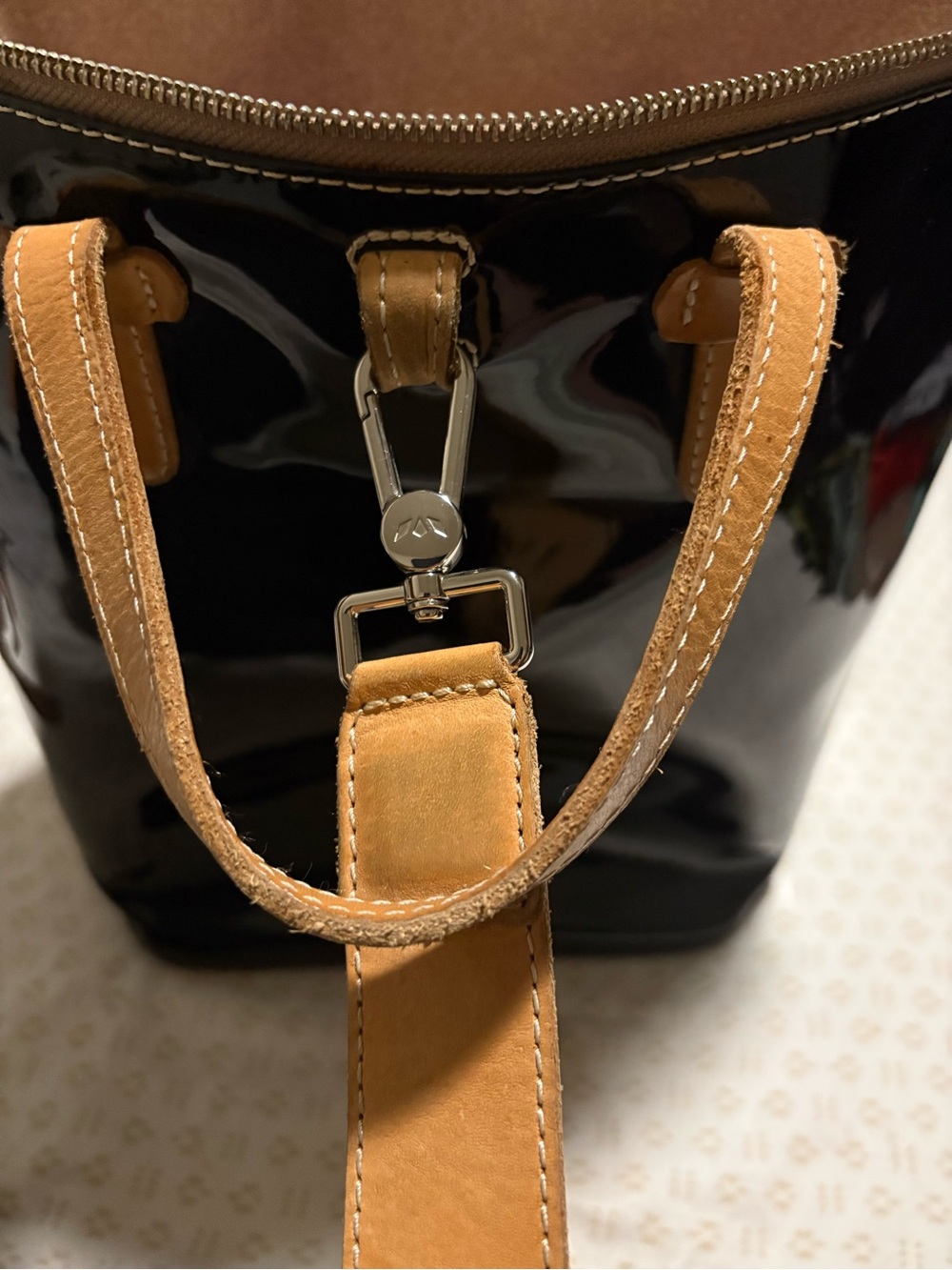 Authentic Consuela Tia Sling Bag - Black Patent Floral Embroidery - Picture 2 of 8